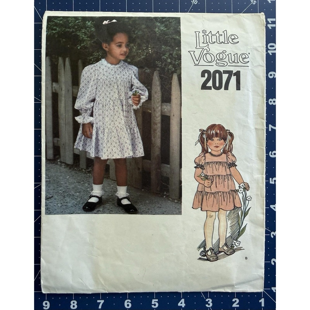 Little Vogue 2071 Girls Loose-Fit Pullover Dress w 3-tiered Skirt Size 6X UNCUT